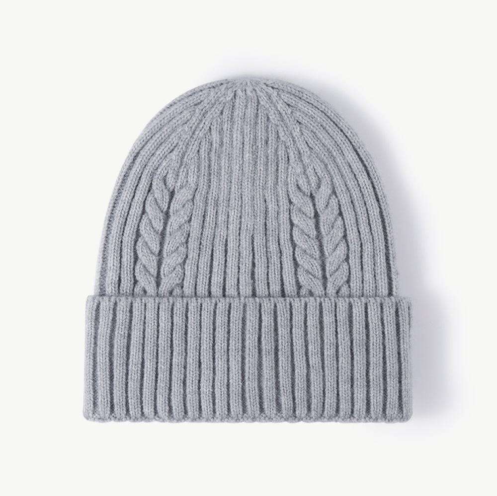 Warm and stylish Cable-Knit Cuff Beanie with textured knit pattern and fold-over cuff, perfect for a cozy winter look and versatile cold-weather fashion - Gray