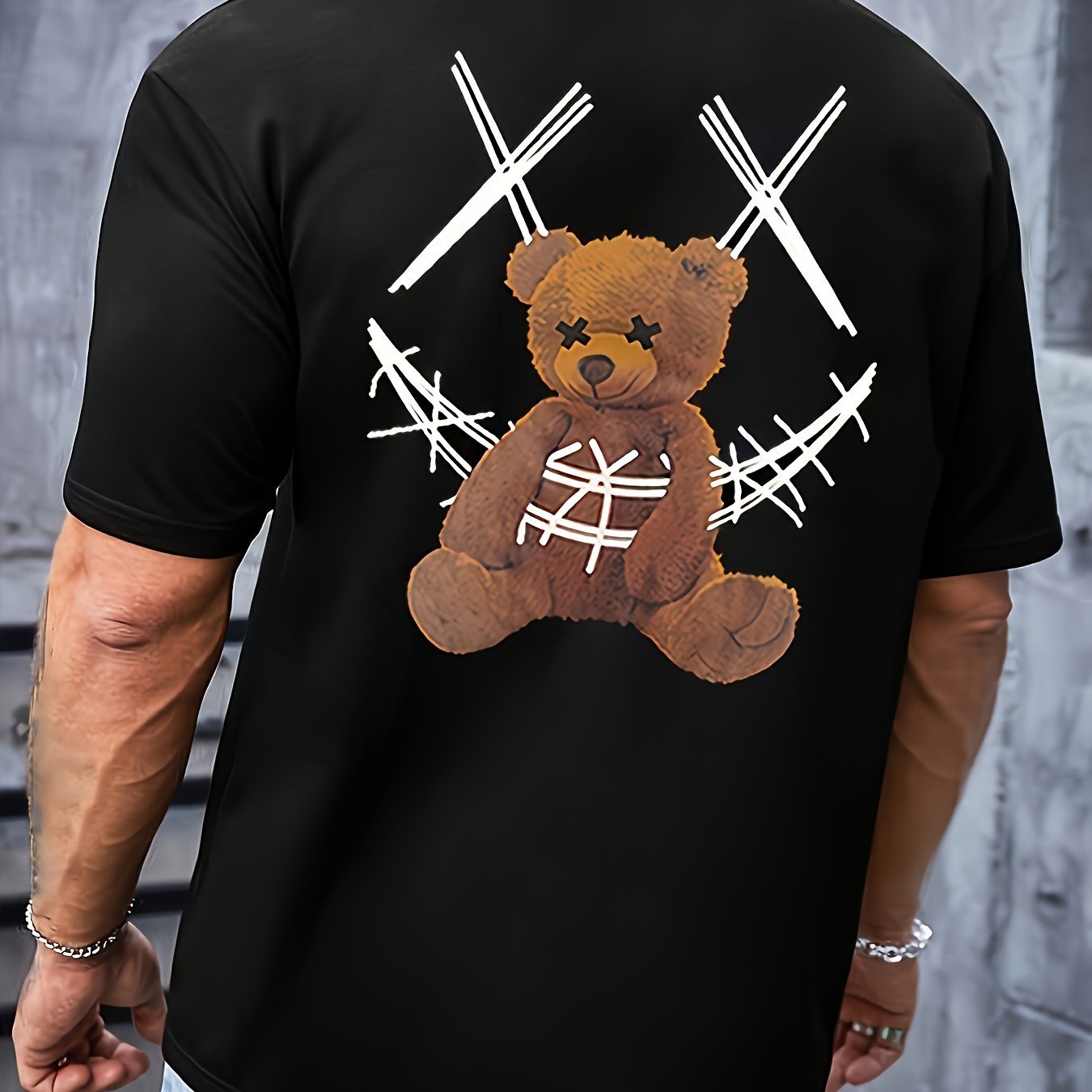 Men's Bear Graphic Tee – Casual, Outdoor Short Sleeve Round Neck Shirt - Lalex & Co