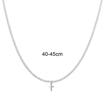 Sparkling Cross Choker Necklace - Elegant Star Charm Cauliflower Chain for Women, Minimalist Collarbone Jewelry, Perfect Gift
